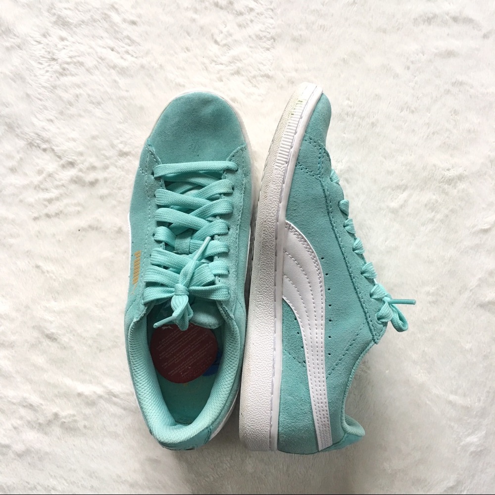 Puma Turquoise and White Sneakers